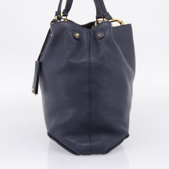 Miu Miu Tote Bag Leather 2way Navy Gold Auth 208583V