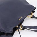 Miu Miu Tote Bag Leather 2way Navy Gold Auth 208583V-6