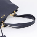 Miu Miu Tote Bag Leather 2way Navy Gold Auth 208583V-7