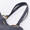 Miu Miu Tote Bag Leather 2way Navy Gold Auth 208583V-8