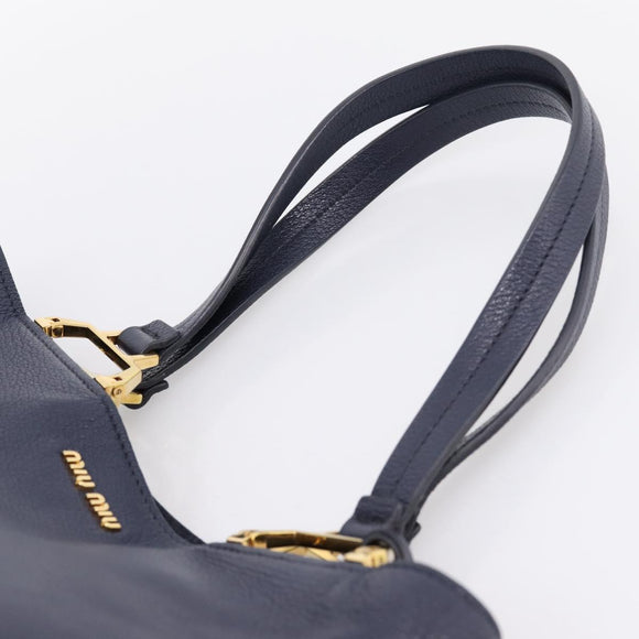 Miu Miu Tote Bag Leather 2way Navy Gold Auth 208583V