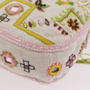 FENDI Mamma Baguette Shoulder Bag Canvas Beads White Silver 26424 Auth 208584SAM-20