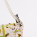 FENDI Mamma Baguette Shoulder Bag Canvas Beads White Silver 26424 Auth 208584SAM-21