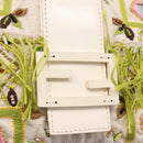 FENDI Mamma Baguette Shoulder Bag Canvas Beads White Silver 26424 Auth 208584SAM-22