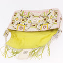FENDI Mamma Baguette Shoulder Bag Canvas Beads White Silver 26424 Auth 208584SAM-23