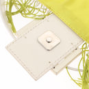 FENDI Mamma Baguette Shoulder Bag Canvas Beads White Silver 26424 Auth 208584SAM-24