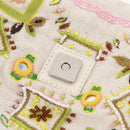 FENDI Mamma Baguette Shoulder Bag Canvas Beads White Silver 26424 Auth 208584SAM-25