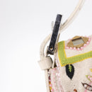 FENDI Mamma Baguette Shoulder Bag Canvas Beads White Silver 26424 Auth 208584SAM-31