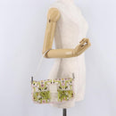 FENDI Mamma Baguette Shoulder Bag Canvas Beads White Silver 26424 Auth 208584SAM-33