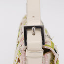 FENDI Mamma Baguette Shoulder Bag Canvas Beads White Silver 26424 Auth 208584SAM-6