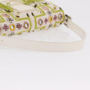 FENDI Mamma Baguette Shoulder Bag Canvas Beads White Silver 26424 Auth 208584SAM-8