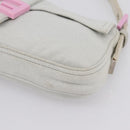 FENDI Mamma Baguette Shoulder Bag Canvas Gray Silver Auth 208585V-10