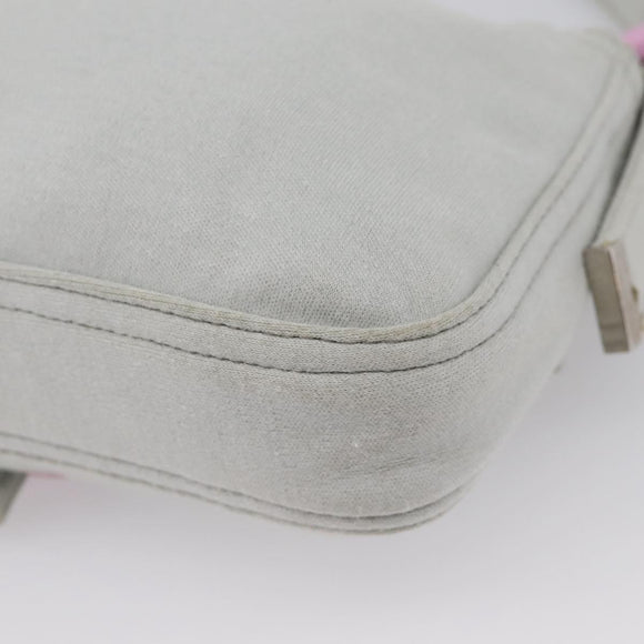 FENDI Mamma Baguette Shoulder Bag Canvas Gray Silver Auth 208585V