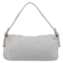 FENDI Mamma Baguette Shoulder Bag Canvas Gray Silver Auth 208585V-3