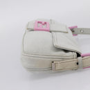 FENDI Mamma Baguette Shoulder Bag Canvas Gray Silver Auth 208585V-5