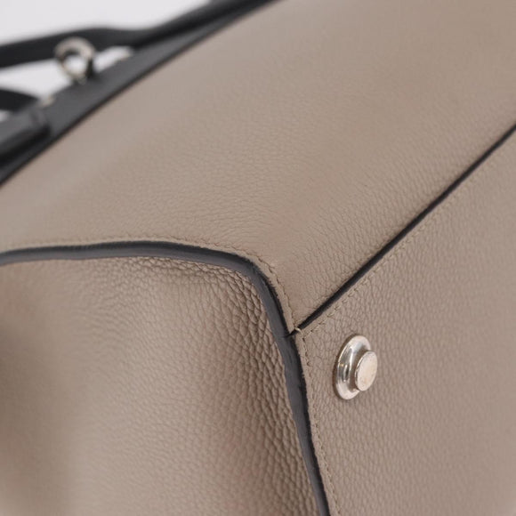 LOUIS VUITTON City Steamer MM Hand Bag Leather Black Beige LV Auth 208594M