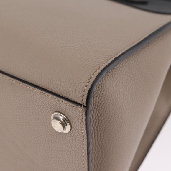 LOUIS VUITTON City Steamer MM Hand Bag Leather Black Beige LV Auth 208594M