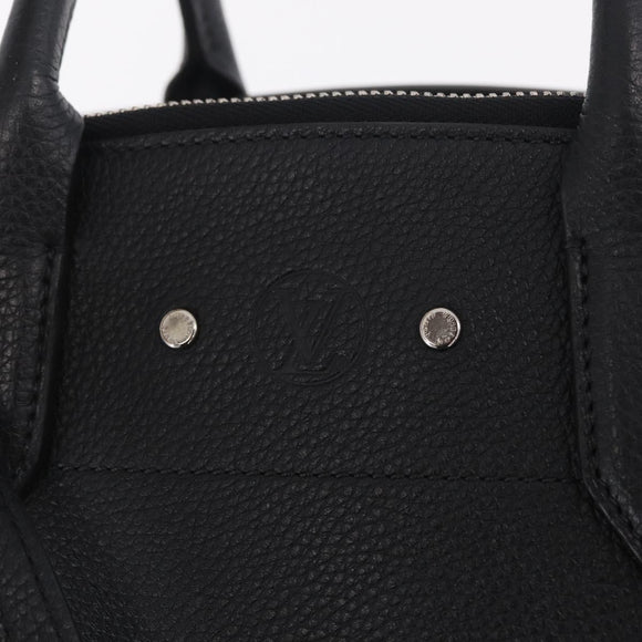LOUIS VUITTON City Steamer MM Hand Bag Leather Black Beige LV Auth 208594M