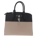 LOUIS VUITTON City Steamer MM Hand Bag Leather Black Beige LV Auth 208594M-2