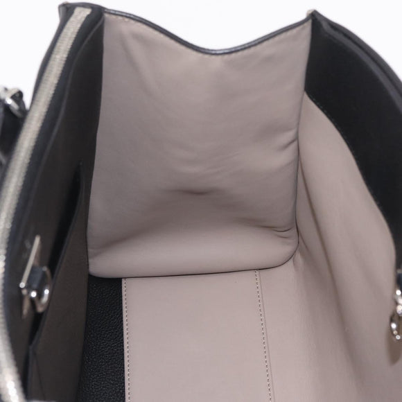 LOUIS VUITTON City Steamer MM Hand Bag Leather Black Beige LV Auth 208594M