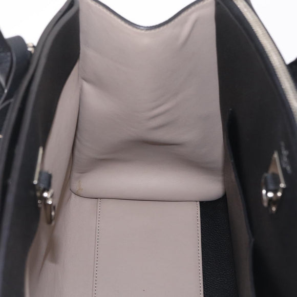 LOUIS VUITTON City Steamer MM Hand Bag Leather Black Beige LV Auth 208594M