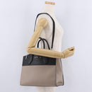 LOUIS VUITTON City Steamer MM Hand Bag Leather Black Beige LV Auth 208594M-28