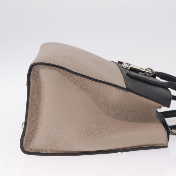 LOUIS VUITTON City Steamer MM Hand Bag Leather Black Beige LV Auth 208594M