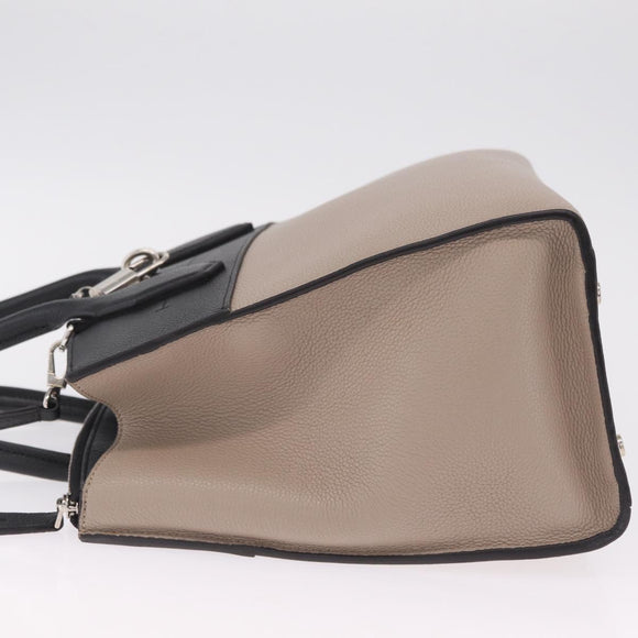 LOUIS VUITTON City Steamer MM Hand Bag Leather Black Beige LV Auth 208594M