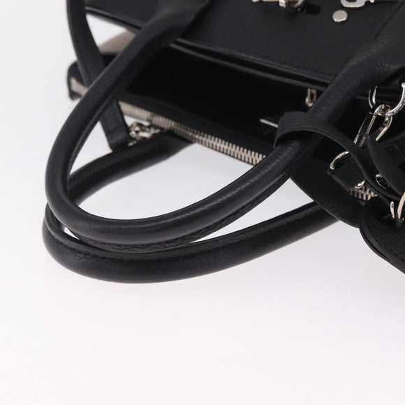 LOUIS VUITTON City Steamer MM Hand Bag Leather Black Beige LV Auth 208594M