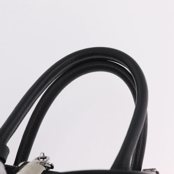 LOUIS VUITTON City Steamer MM Hand Bag Leather Black Beige LV Auth 208594M