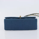 CHANEL Matelasse Chain Shoulder Bag Canvas Blue Gold CC Auth 208596SAM-10