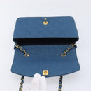 CHANEL Matelasse Chain Shoulder Bag Canvas Blue Gold CC Auth 208596SAM-17