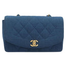 CHANEL Matelasse Chain Shoulder Bag Canvas Blue Gold CC Auth 208596SAM-2
