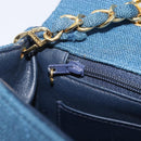 CHANEL Matelasse Chain Shoulder Bag Canvas Blue Gold CC Auth 208596SAM-23