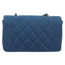 CHANEL Matelasse Chain Shoulder Bag Canvas Blue Gold CC Auth 208596SAM-3