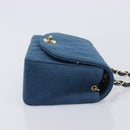 CHANEL Matelasse Chain Shoulder Bag Canvas Blue Gold CC Auth 208596SAM-4