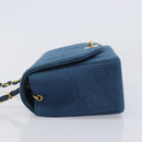 CHANEL Matelasse Chain Shoulder Bag Canvas Blue Gold CC Auth 208596SAM-5