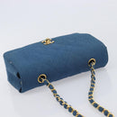 CHANEL Matelasse Chain Shoulder Bag Canvas Blue Gold CC Auth 208596SAM-6