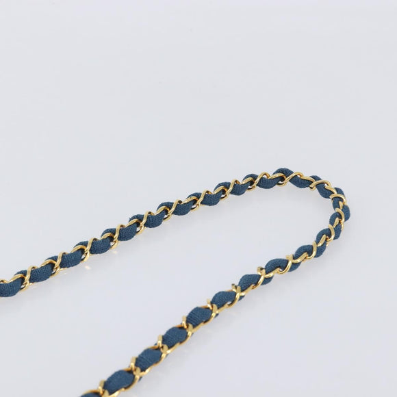 CHANEL Matelasse Chain Shoulder Bag Canvas Blue Gold CC Auth 208596SAM