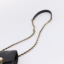 CHANEL Matelasse Shoulder Bag Calf Skin Black Champagne Gold CC Auth 208597SM-15
