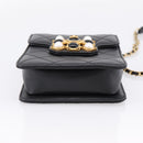CHANEL Matelasse Shoulder Bag Calf Skin Black Champagne Gold CC Auth 208597SM-5