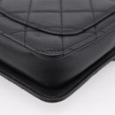 CHANEL Matelasse Shoulder Bag Calf Skin Black Champagne Gold CC Auth 208597SM-18