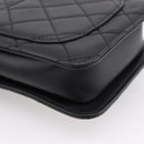 CHANEL Matelasse Shoulder Bag Calf Skin Black Champagne Gold CC Auth 208597SM-19