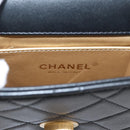 CHANEL Matelasse Shoulder Bag Calf Skin Black Champagne Gold CC Auth 208597SM-23