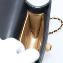 CHANEL Matelasse Shoulder Bag Calf Skin Black Champagne Gold CC Auth 208597SM-24
