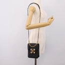 CHANEL Matelasse Shoulder Bag Calf Skin Black Champagne Gold CC Auth 208597SM-28