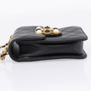 CHANEL Matelasse Shoulder Bag Calf Skin Black Champagne Gold CC Auth 208597SM-3