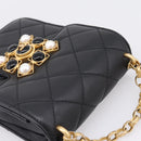 CHANEL Matelasse Shoulder Bag Calf Skin Black Champagne Gold CC Auth 208597SM-6