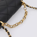 CHANEL Matelasse Shoulder Bag Calf Skin Black Champagne Gold CC Auth 208597SM-7