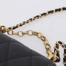 CHANEL Matelasse Shoulder Bag Calf Skin Black Champagne Gold CC Auth 208597SM-14